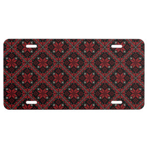 Palestine Embroidery Tatreez Pattern12 crm-red License Plate
