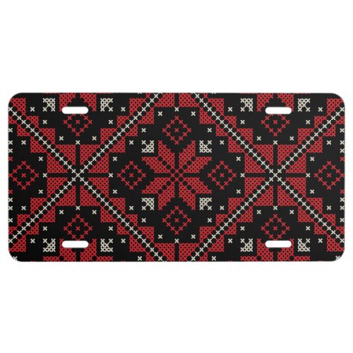 Palestine Embroidery Tatreez Pattern12 crm_red License Plate