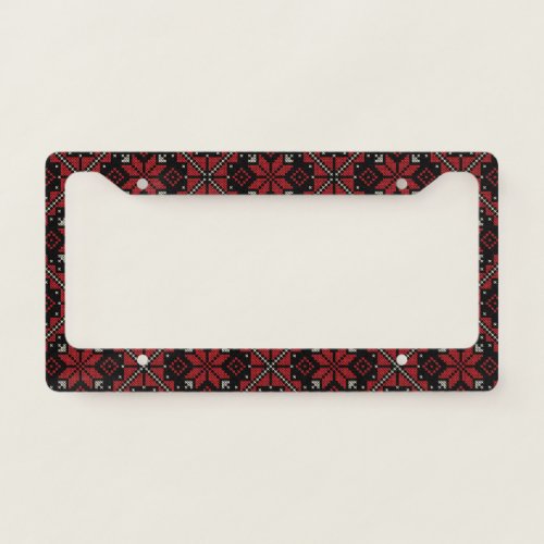 Palestine Embroidery Tatreez Pattern12 crm_red License Plate Frame