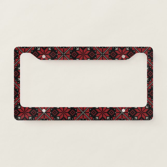 Palestine Embroidery Tatreez Pattern12 crm-red License Plate Frame (Front)