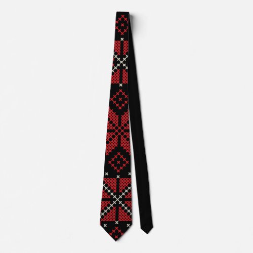 Palestine Embroidery Tatreez Pattern12 crm_red Neck Tie