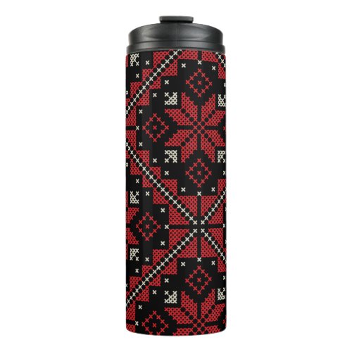 Palestine Embroidery Tatreez Pattern12 crm_red Thermal Tumbler