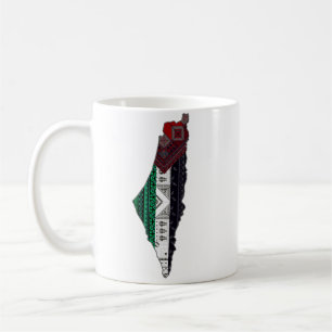 Palestine Embroidery tatreez Pattern flag map free Coffee Mug