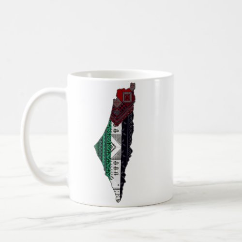 Palestine Embroidery tatreez Pattern flag map free Coffee Mug