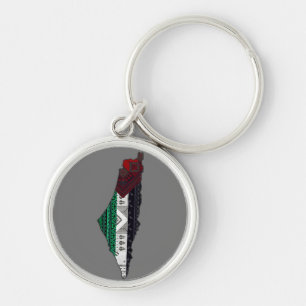 Palestine Embroidery tatreez Pattern flag map free Keychain