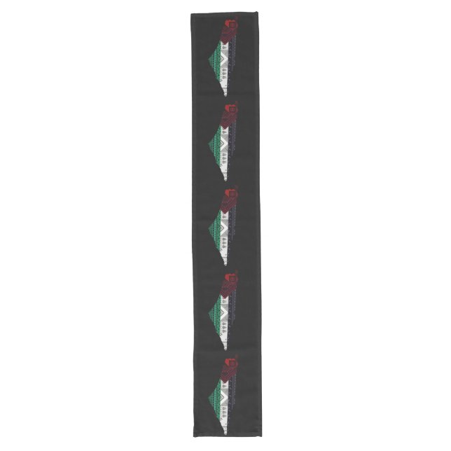 Palestine Embroidery tatreez Pattern flag map free Long Table Runner (Front)