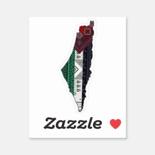 Palestine Embroidery tatreez Pattern flag map free Sticker