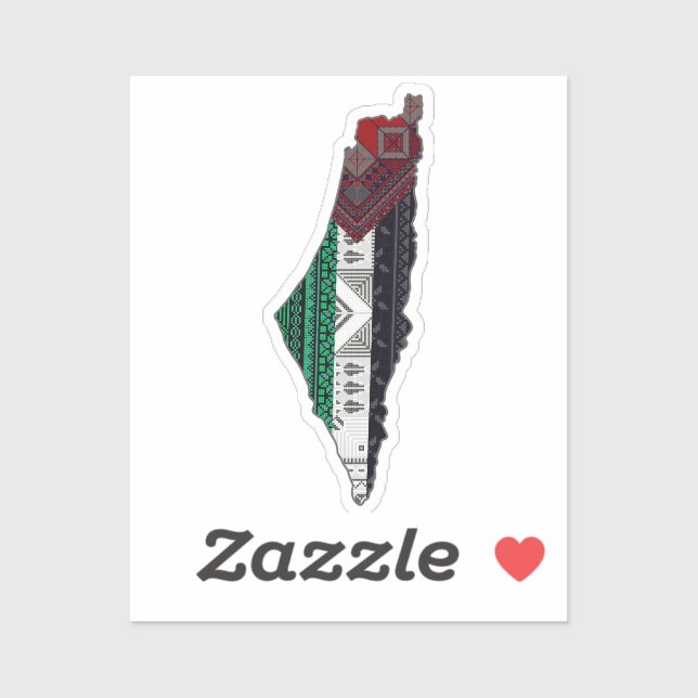 Palestine Embroidery tatreez Pattern flag map free Sticker (Sheet)