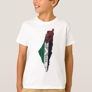 Palestine Embroidery tatreez Pattern flag map free T-Shirt