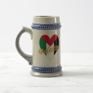 Palestine Flag فلسطين Arabic & English WordArt Beer Stein