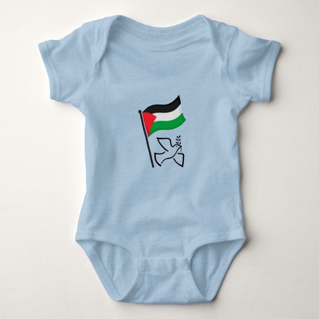 Palestine Flag فلسطين Peace Dove | Free Palestine  Baby Bodysuit (Front)
