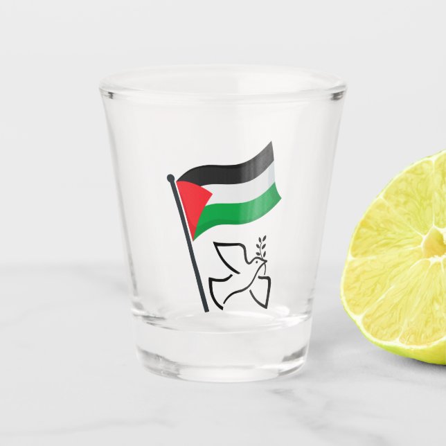 Palestine Flag فلسطين Peace Dove | Free Palestine  Shot Glass (Front)