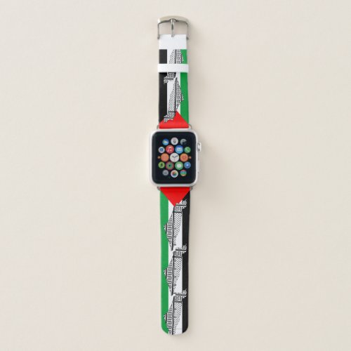 Palestine Flag and Map with Keffiyeg Pattern Apple Watch Band
