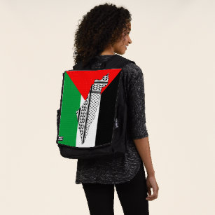 Palestine Flag and Map with Keffiyeg Pattern Backpack