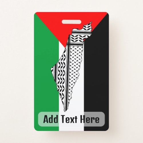  Palestine Flag and Map with Keffiyeg Pattern Badge