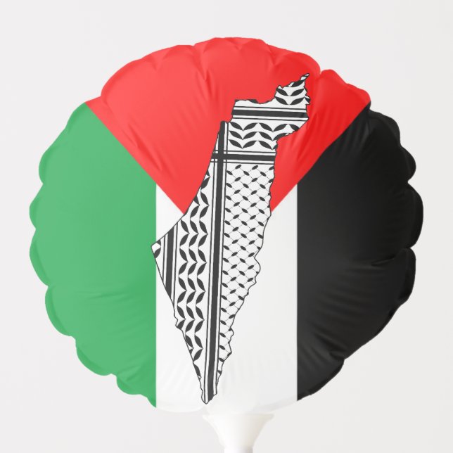 Palestine Flag and Map with Keffiyeg Pattern Balloon (Front)