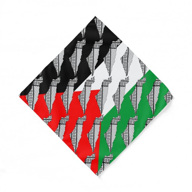  Palestine Flag and Map with Keffiyeg Pattern Bandana (Front)