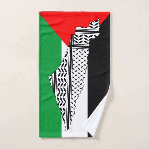  Palestine Flag and Map with Keffiyeg Pattern Bath Towel Set