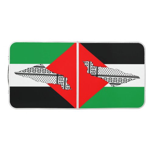 Palestine Flag and Map with Keffiyeg Pattern Beer Pong Table