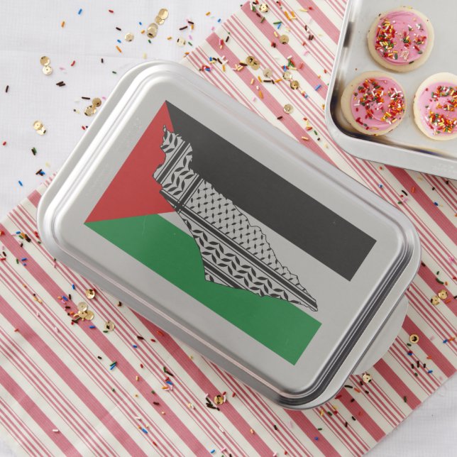 Palestine Flag and Map with Keffiyeg Pattern Cake Pan (In Situ)