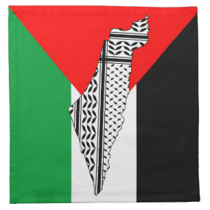  Palestine Flag and Map with Keffiyeg Pattern Cloth Napkin