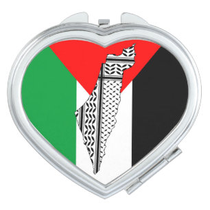 Palestine Flag and Map with Keffiyeg Pattern Compact Mirror