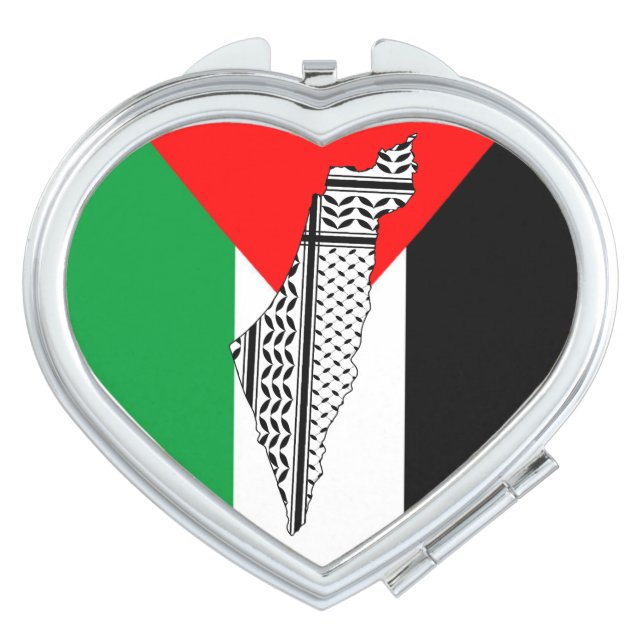  Palestine Flag and Map with Keffiyeg Pattern Compact Mirror (Front)