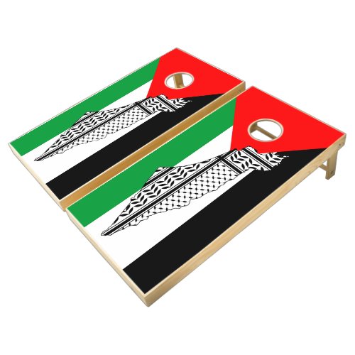 Palestine Flag and Map with Keffiyeg Pattern Cornhole Set