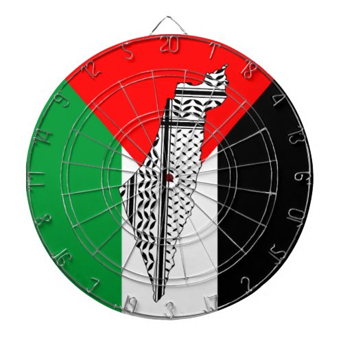  Palestine Flag and Map with Keffiyeg Pattern Dart Board