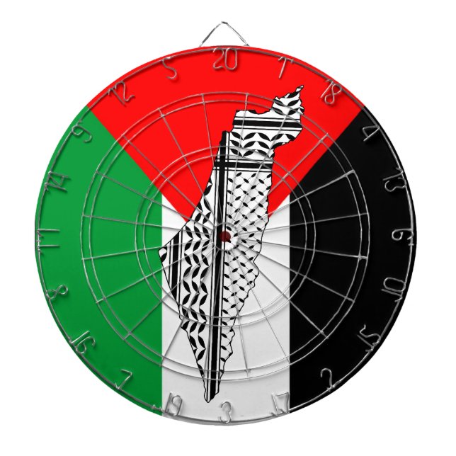  Palestine Flag and Map with Keffiyeg Pattern Dart Board (Front)