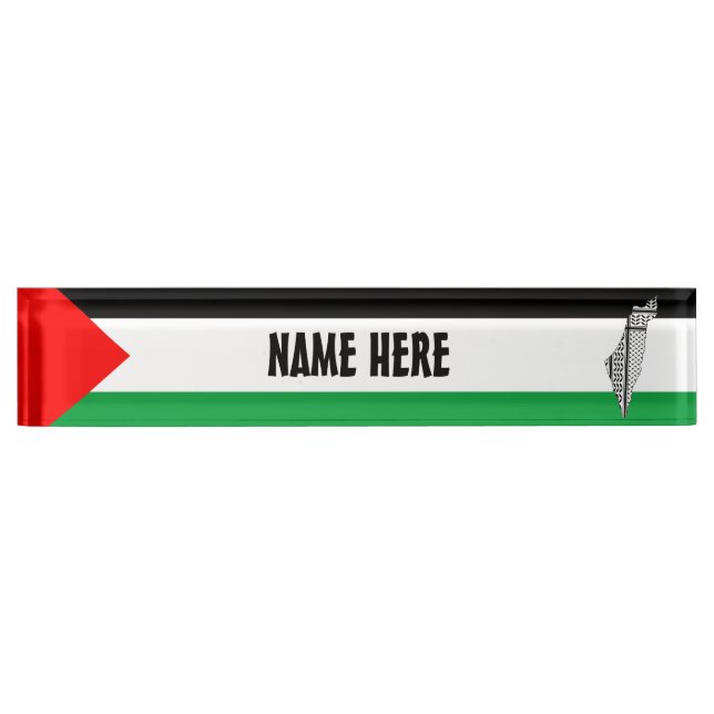 Palestine Flag and Map with Keffiyeg Pattern Desk Name Plate (Front)