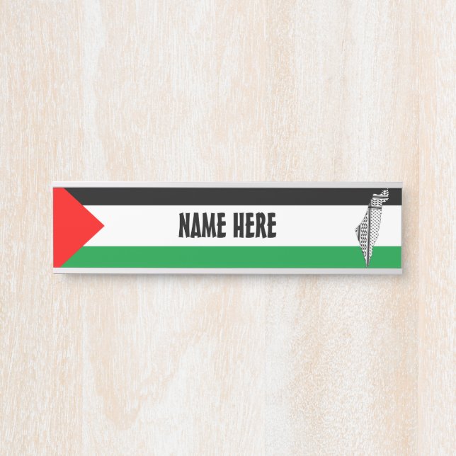 Palestine Flag and Map with Keffiyeg Pattern Door Sign (Front)