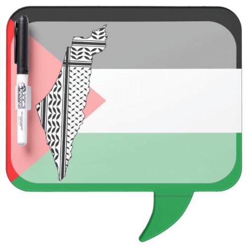  Palestine Flag and Map with Keffiyeg Pattern Dry Erase Board