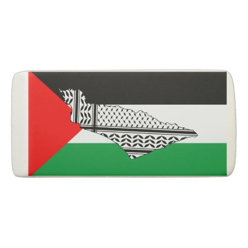  Palestine Flag and Map with Keffiyeg Pattern Eraser