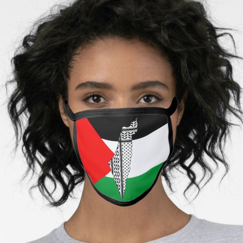 Palestine Flag and Map with Keffiyeg Pattern Face Mask