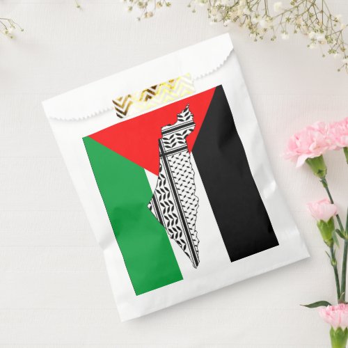 Palestine Flag and Map with Keffiyeg Pattern Favor Bag