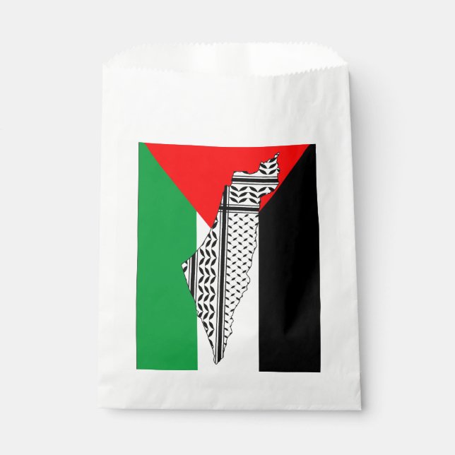Palestine Flag and Map with Keffiyeg Pattern Favor Bag (Front)