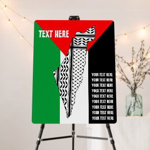 Palestine Flag and Map with Keffiyeg Pattern Foam Board