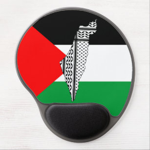  Palestine Flag and Map with Keffiyeg Pattern Gel Mouse Pad