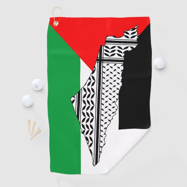 Palestine Flag and Map with Keffiyeg Pattern Golf Towel (InSitu)