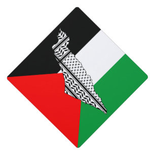 Palestine Flag and Map with Keffiyeg Pattern Graduation Cap Topper