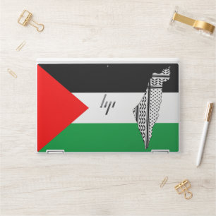 Palestine Flag and Map with Keffiyeg Pattern HP Laptop Skin