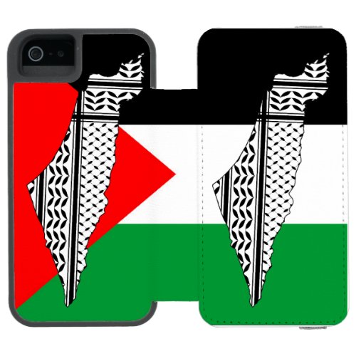  Palestine Flag and Map with Keffiyeg Pattern iPhone SE55s Wallet Case