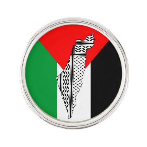  Palestine Flag and Map with Keffiyeg Pattern Lapel Pin