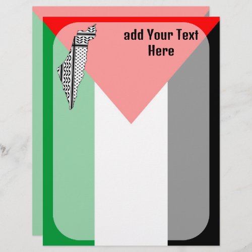  Palestine Flag and Map with Keffiyeg Pattern Letterhead