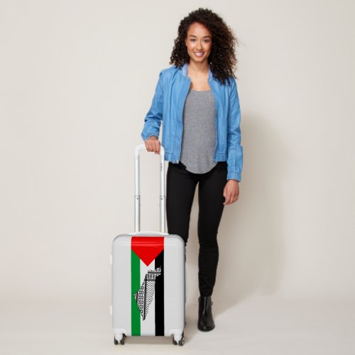 Palestine Flag and Map with Keffiyeg Pattern Luggage