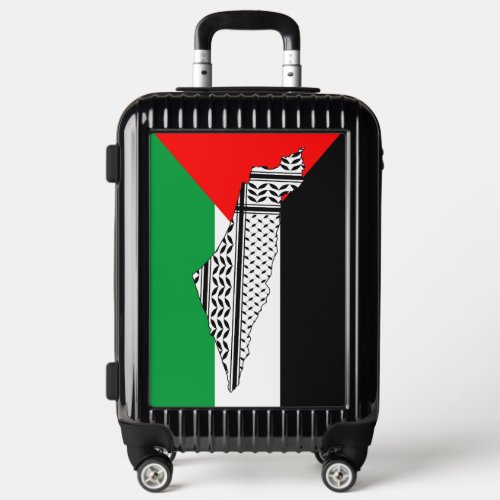 Palestine Flag and Map with Keffiyeg Pattern Luggage