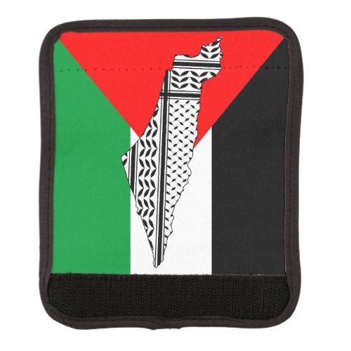 Palestine Flag and Map with Keffiyeg Pattern Luggage Handle Wrap