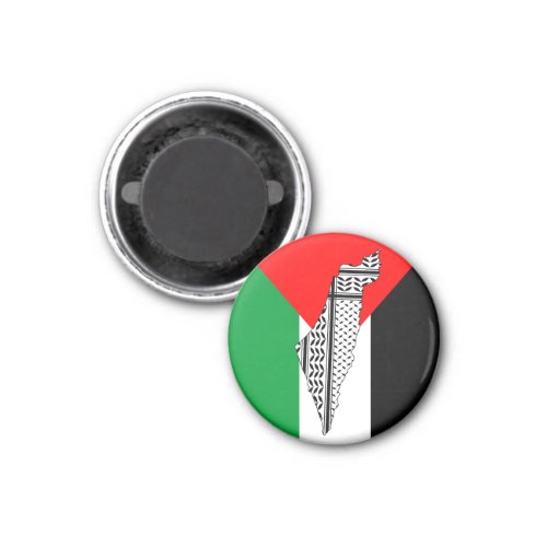  Palestine Flag and Map with Keffiyeg Pattern Magnet