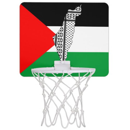  Palestine Flag and Map with Keffiyeg Pattern Mini Basketball Hoop